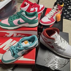 Nike Sneakers - Teal, Pink, Red, and White